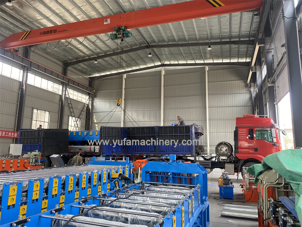 Export C21 type roof tile roll forming machine to Uzbekistan